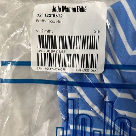 Jojo Maman Bebe Pretty Flap Hat blue with white stripes - Picture 9 of 9